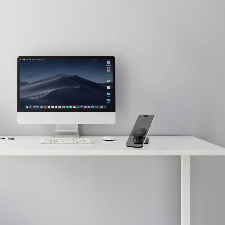 Porodo Multi-Surface Vacuum Suction Phone Holder with Adjustable Viewing Angle & 360° Rotation, Compatible with 4.7"-6.9" Phones, ABS & TPU Material, Double-Layer N52 Magnets - Black