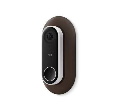 Elago Wall Plate Designed for Google Nest Hello Wall Plate Compatible with Google Nest Hello Smart Wi-Fi Video Doorbell, Use with Adjustable Wedge - Brown