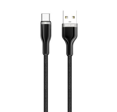 Green Lion USB-A to USB-C 18W Braided Zinc Alloy Cable with Durable Braided, Zinc Alloy Finish, Charge & Sync - Black