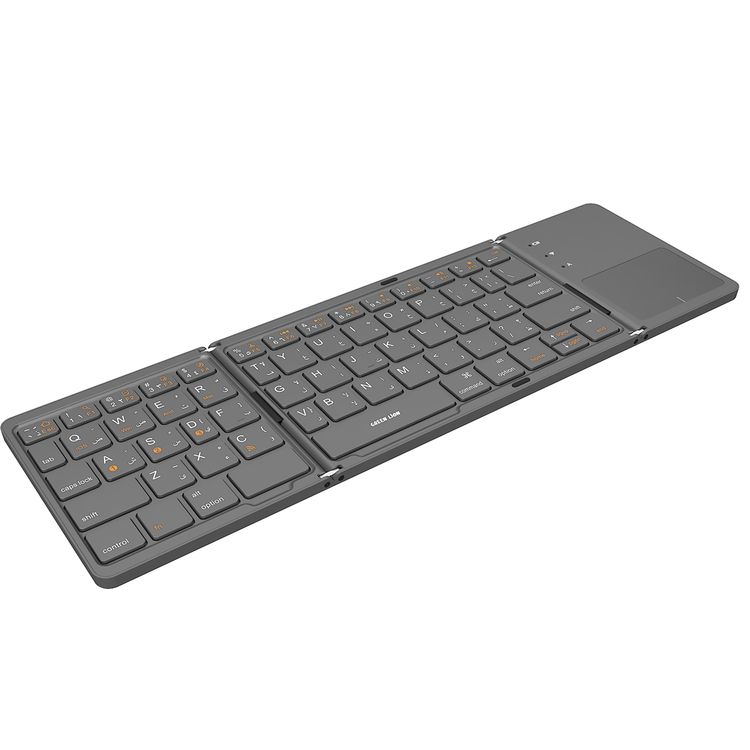 Green Lion Foldable Bluetooth Keyboard, 180mAh Battery Capacity, 20-30 Days Working Time, Comfortable & Quiet Typing, 5 Million Times Keystroke Life, 10m Working Distance, 10 Minutes Sleep Time, Type-C Charging Port - Gray