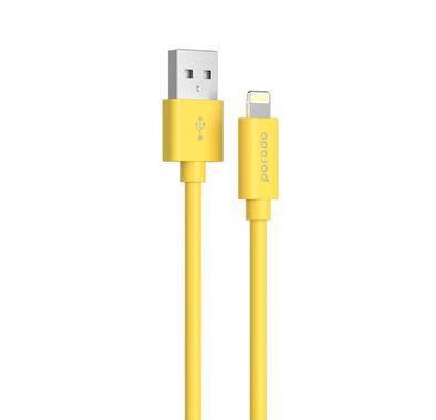 Porodo PVC USB-A to Lightning Cable with 2.4A Current, 1.2m Cable Length, Fire-Resistant Material, Fast Charge & Data Sync, Overheat & Overcurrent Protection - Yellow