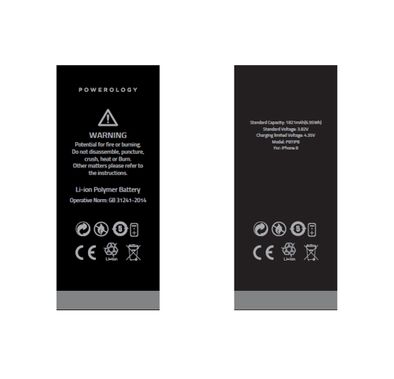 Powerology Li-ion Polymer Phone Battery 1821mAh, 6.95Wh for iPhone 8 - Black