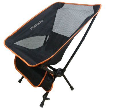 Porodo Mesh Fabric Comfort Camping Chair with Handy Storage Pouch, Up to 120kg Load Capacity, Breathable Mesh Fabric, Quick Assembly, Foldable Design - Black