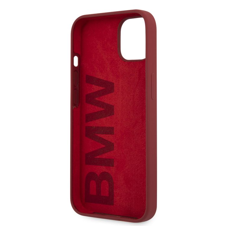 CG MOBILE BMW Liquid Silicone Case Tone On Tone Metal Logo Compatible for iPhone 13 (6.1") Easy Access to All Ports, Anti-Scratch - Red