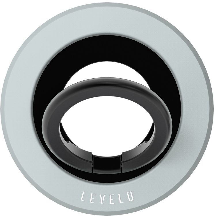 Levelo Lucero 2-in-1 Phone Ring Holder with N52 Magnets, Non-Slip Surface, 135° Flip Design, Comfortable Grip, 4000GS Magnetic Force - Gray