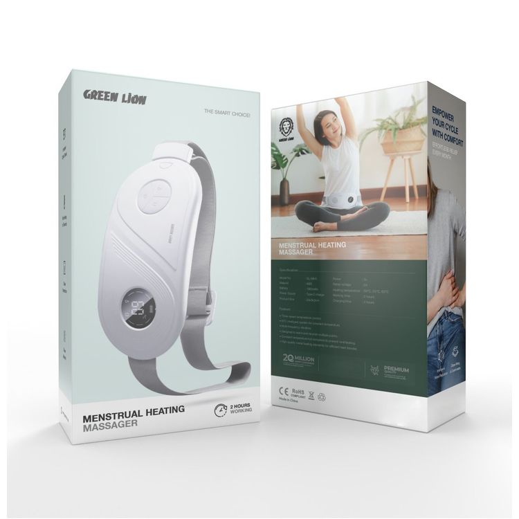 Green Lion Menstrual Heating Massager, Close-Fitting & Comfortable, Fast Heating, Low Noise, Digital Display, 2 Hours Working Time - White