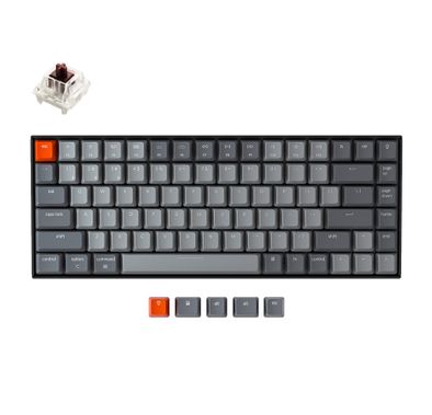 Keychron K2-C3 84 Gateron Mechanical Keyboard with RGB, Brown Switch and Aluminum Frame, Mac/Pc Keyboard, KEYCHRON-KEY-K2-C3 - Black