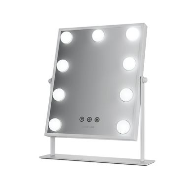 Green Lion Glam Shine Makeup Mirror with 9 LED Lights, 3 Color Modes, 5W Output Power, USB-A to Type-C Cable Connector, 360° Rotation, Touch Control - White 
