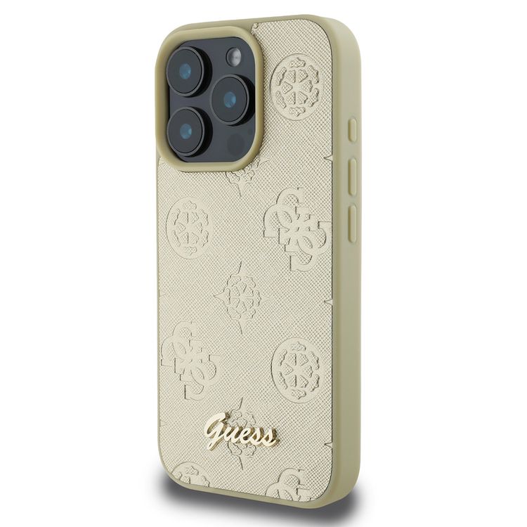 Guess Peony Hard Case for iPhone 16 Pro Max with Slim & Lightweight Design, Super Durable Materials, Comfortable Grip, Drop Protection - Gold
