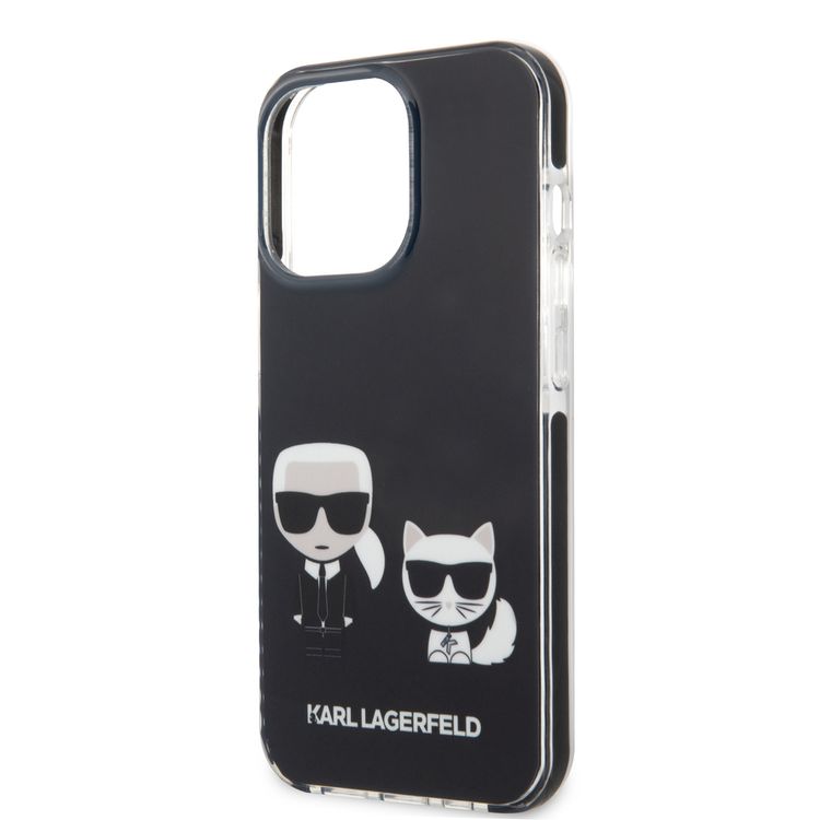 Karl Lagerfeld Shockproof TPE Karl & Choupette Case with Black Outline compatible with iPhone 13 Pro Max - Black