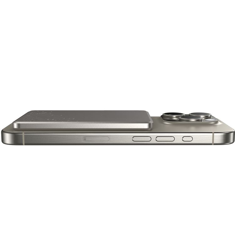 Powerology Ultra-Thin 5000mAh MagSafe Power Bank, Portable & Lightweight, Efficient Heat Dissipation, Aluminum Housing, Built-In Safeguards, Strong Magnet - Titanium
