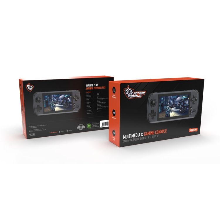 Porodo Gaming Multimedia & Gaming Console 4.5" 128MB RAM + 64GB 3000mAh, 5000+ Installed Games, 64GB Expanded Memory - Black