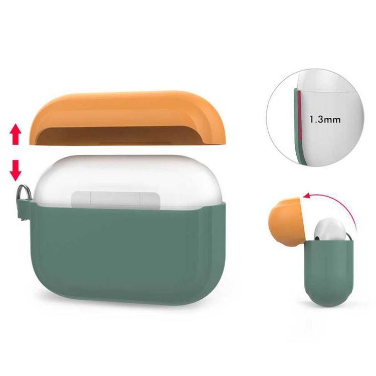AhaStyle Premium Silicone Two Toned Case with Anti-Lost Keychain Compatible for AirPods Pro, Scratch Resistant, Shock Absorption, Drop Protection, & Dustproof