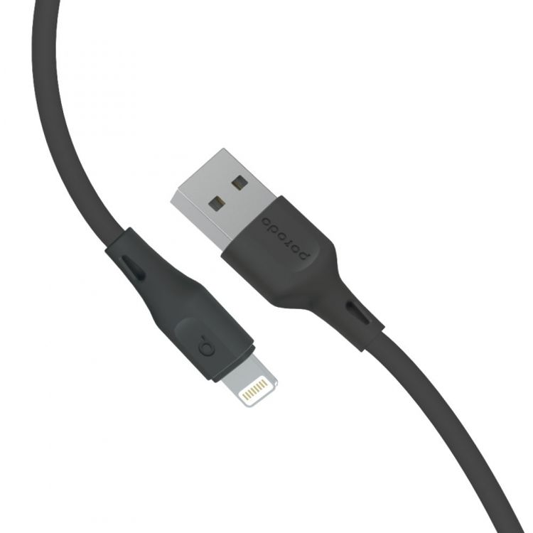 Porodo New TPE / PVC Lightning Cable 2.4A, Over-Current Protection, Durable Fast Charge & Data Cable, Safe & Reliable Cord Compatible for Lightning Devices - Black - 2 M