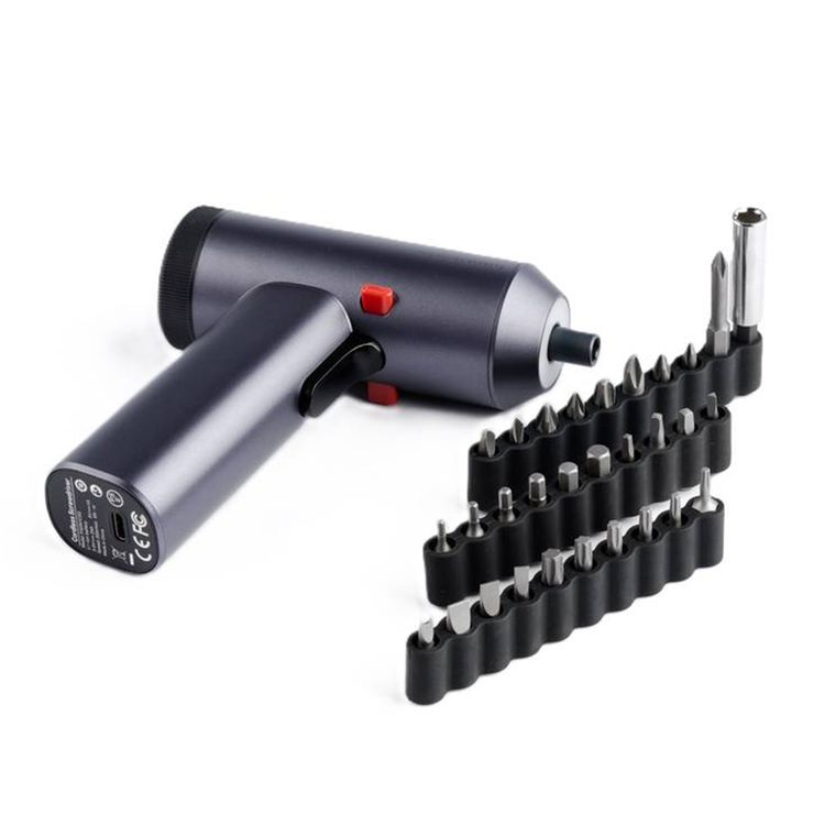 Powerology 30 Bits Electric Screwdriver Gun, 2200mAh, 6 Speed Levels, 220RPM, Charging Port, 2 Hours Working Time, 4 Grid Power Indicator - Space Gray 