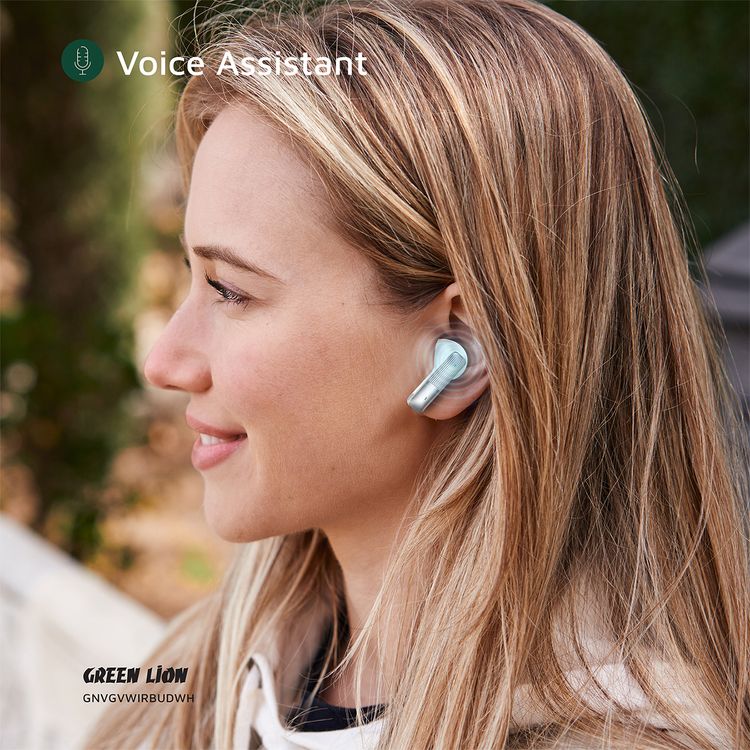Green Lion Vancouver True Wireless Earbuds with Dual Microphones, 200mAh Charging Case & 25mAh Earbuds Battery, Up to 4 Hours Play Time, Bluetooth Version 6.0, 12m Transmission Range - White