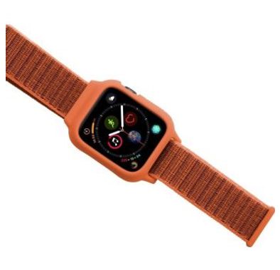 iGuard by Porodo Nylon Watch Band with Shockproof Case, Fit & Comfortable Replacement Wrist Band, Adjustable Straps Compatible for Apple Watch 38mm/40mm - Orange