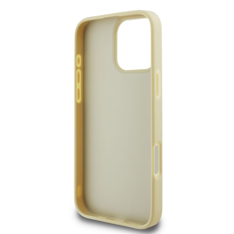 Karl Lagerfeld Wrinkled Design PU Hard Case with Metal Signature Logo for iPhone 16 Pro Max, Slim Profile, Comfortable Grip, Drop Protection, Lightweight, Sustainable Packing - Gold 