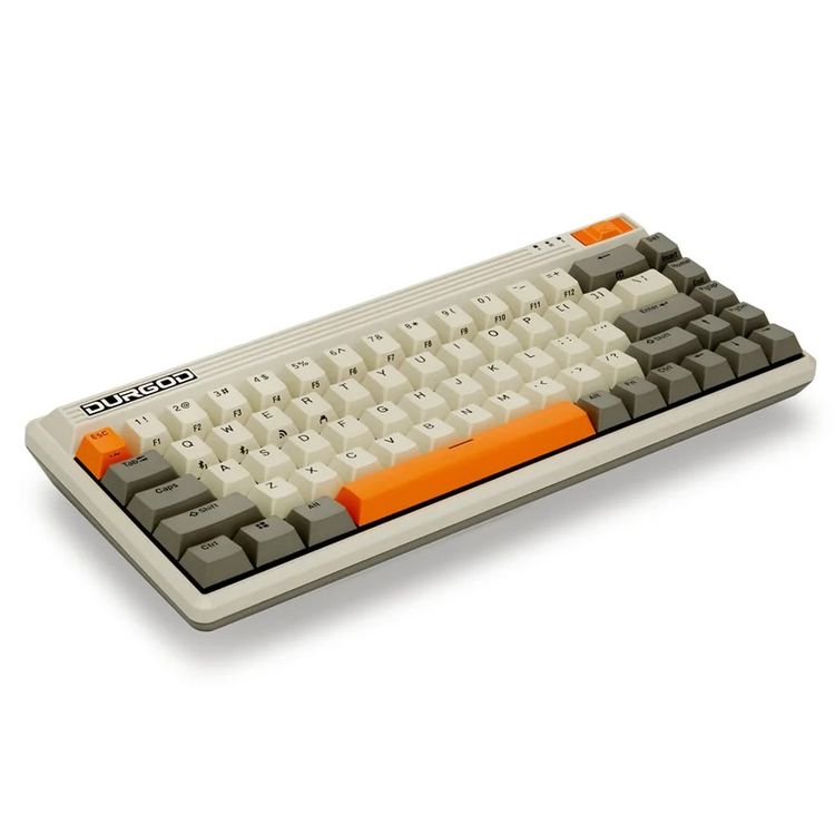Durgod Fusion Wireless Mechanical Keyboard 65% Layout Doubleshot PBCherry Profile, Bluetooth 5.0, compatibility with Mac & Windows, USB Type C, Brown Switch - Gray/White/Orange
