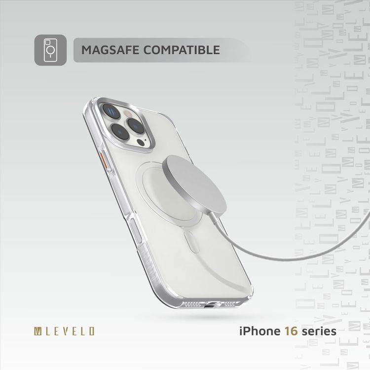 Levelo Allure PC Hard Case for iPhone 16 Pro with Impact-Resistant Corners, ClearView Technology, Metal Camera Ring, High-Quality PC Material, Ultra-Thin Design - Clear