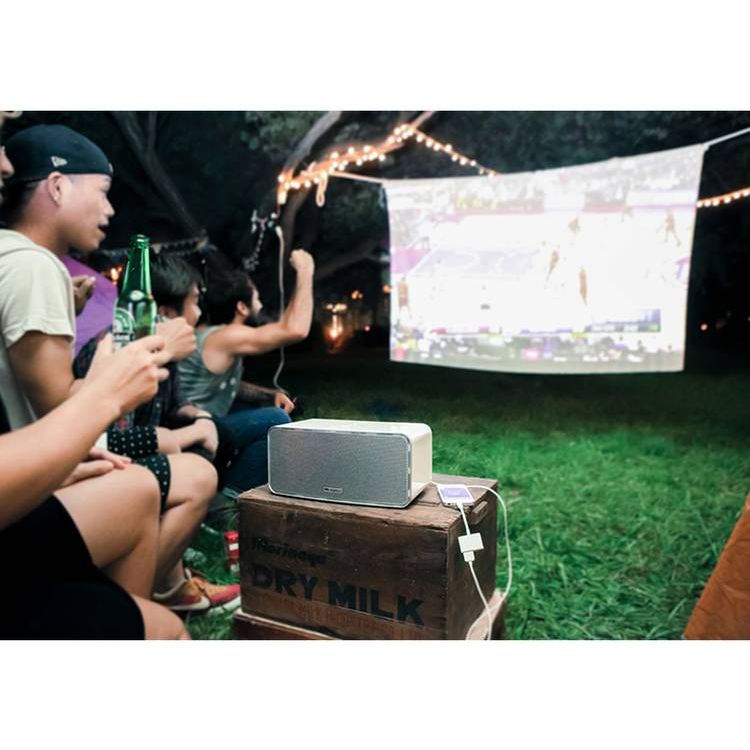 Dashbon Flicks Wireless BoomBox Projector with Versatile HDMI Connection & Bluetooth 4.0, Hi-Fi Audio, 8 Hours Movie Playtime, 56 Hours Music Playtime - White
