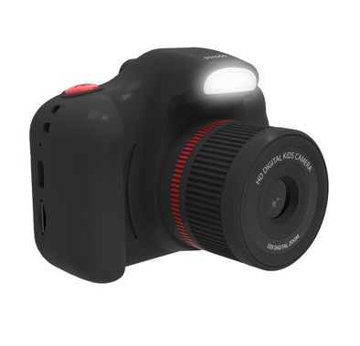 Porodo Lifestyle Kids Focus Camera with Tripod Stand, 320 x 240 Screen Resolution, Up to 5 Hours Working Time, Built-in Games, Photo & Video Filters, Dual Lens Selfie Camera - Black
