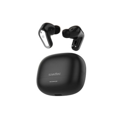 Porodo Gravis True Wireless Earbuds with Touch Control, Up to 5 Hours Play Time, 300mAh Charging Case & 38mAh Earbuds Battery, Sweat & Water Resistant, Voice Assistant, Stereo Sound - Black