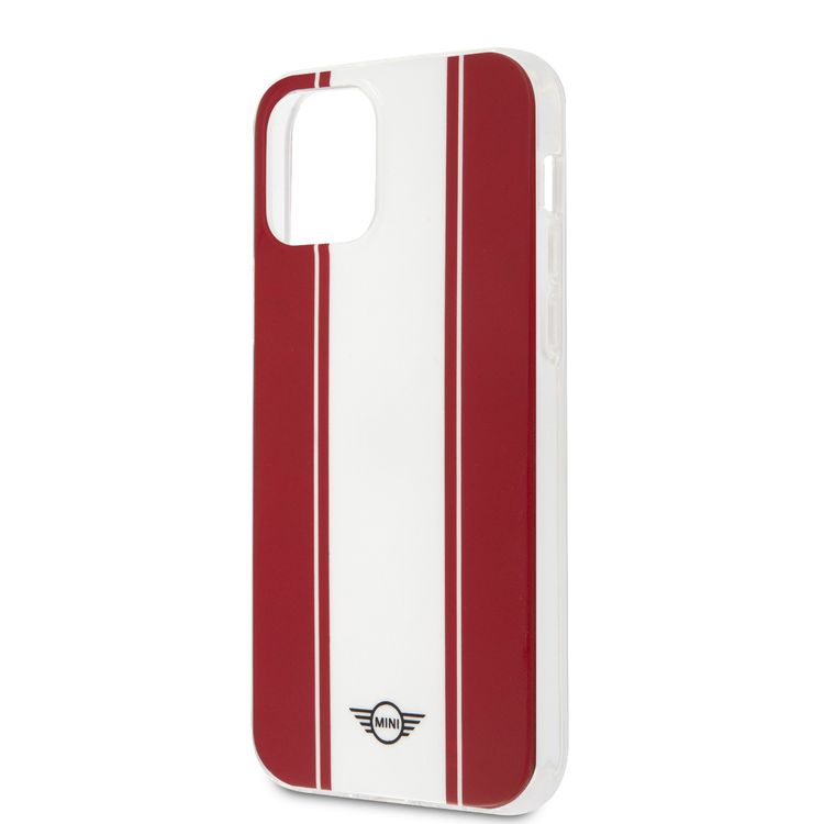 Mini Cooper PC/TPU Horizontal Stripes Hard Case for iPhone 12 Pro Max (6.7") - Red