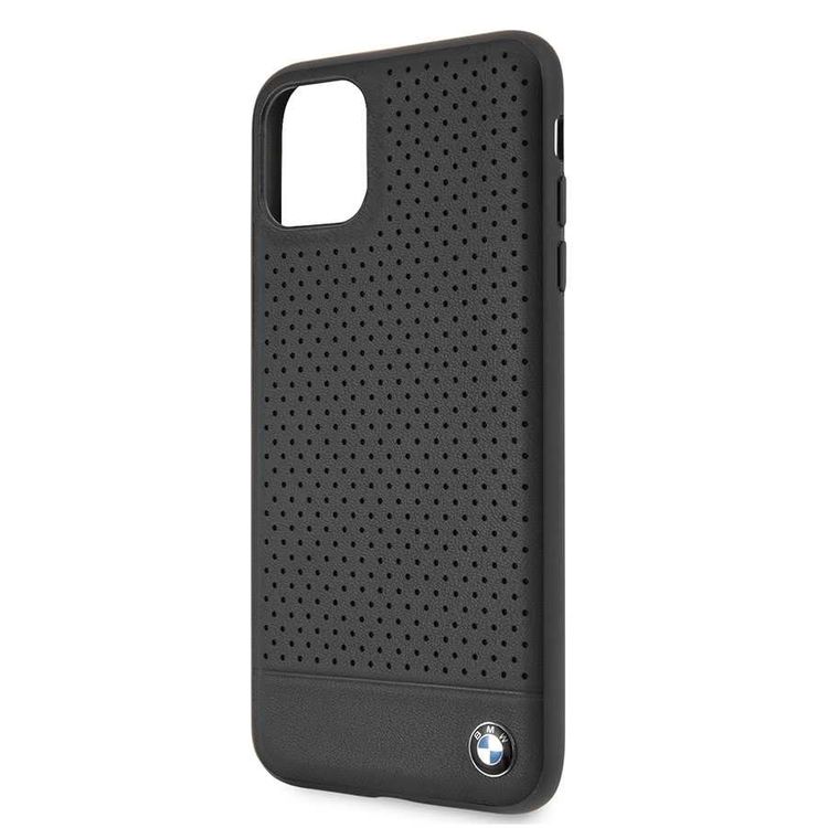 CG MOBILE, BMW Perforated Leather HardCase Compatible w/ iPhone 11 Pro Max, Premium Leather, Anti-Scratch, Camera Protection, Easy Access to All Ports - Black