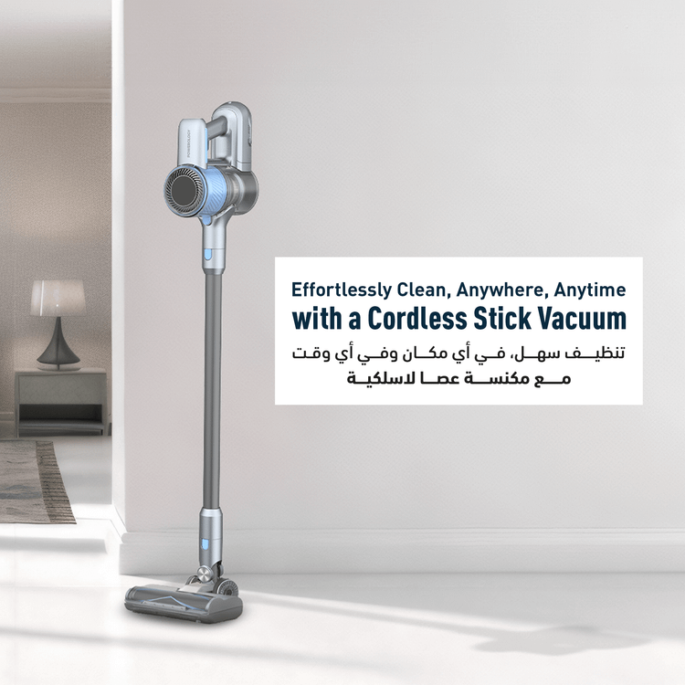 مكنسة كهربائية لاسلكية من باورولوجي مع شاشة عالية الدقة وبطارية قابلة للفصل، 3 مستويات سرعة، محرك بقوة 350 وات، بطارية ليثيوم أيون، 2000 مللي أمبير في الساعة - رمادي غامق