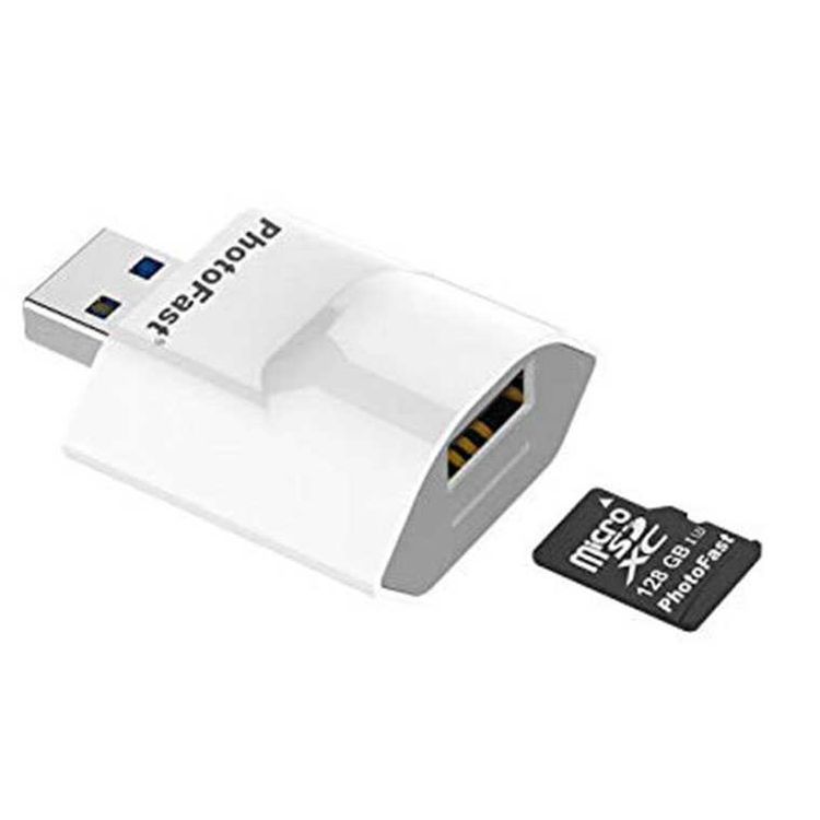 PhotoFast PhotoCube for iOS, backup your iPhone to Micro SD memory card automatically whilst it charges, White