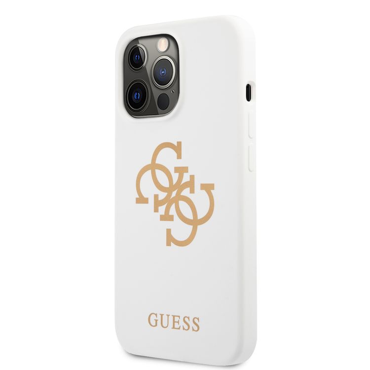 CG MOBILE Guess Liquid Silicone Case Big 4G with Logo Print Compatible for iPhone 13 Pro (6.1") Anti-Scratch, Easy Access to All Ports, Shock Absorption