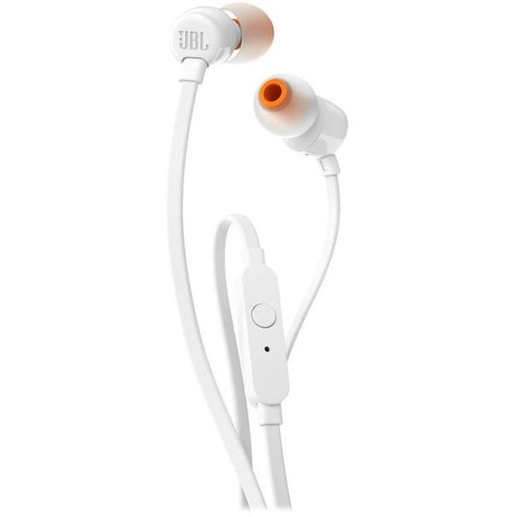 JBL T110 Wired Universal In-Ear Headphones, 6 Hours Battery Life, 2 Hours of Charging Time, Anti-Tangle Design - White