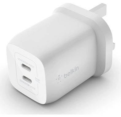 Belkin Boost Charge Pro Dual USB-C GaN Wall Charger with PPS 65W - White