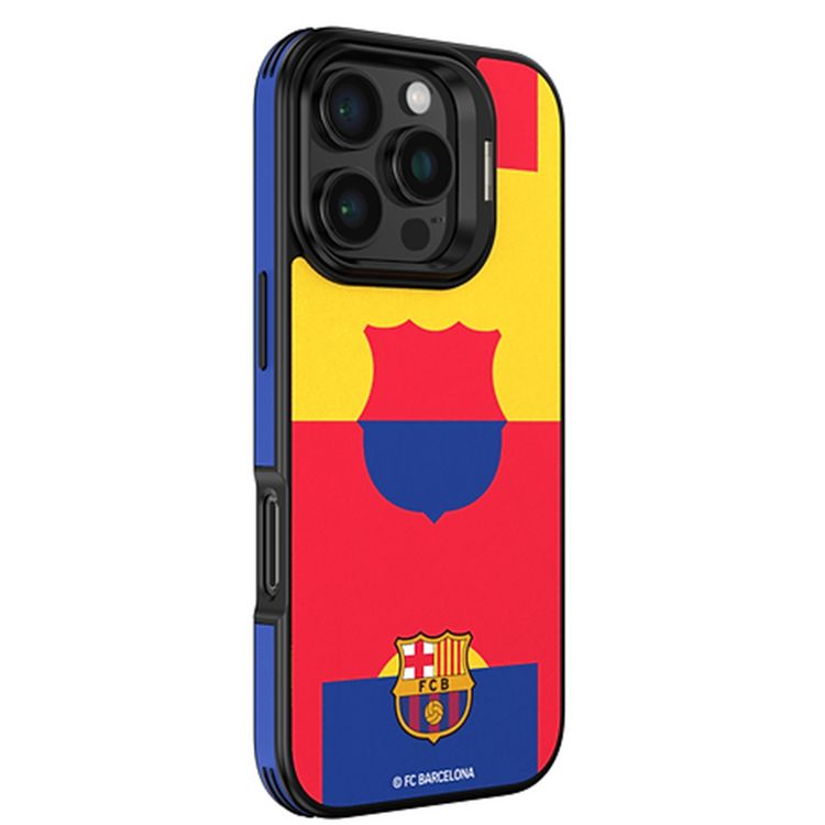 جراب مغناطيسي لنادي برشلونة لكرة القدم لهاتف iPhone 16 Pro مع توافق MagSafe، حامل مدمج، مادة جلد صناعي فاخر، مغناطيس نيوديميوم، حماية ضد الصدمات، مصنوع يدويًا - متعدد الألوان