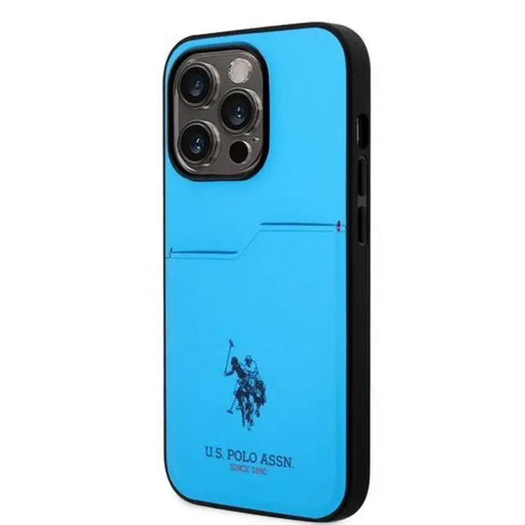 U.S.Polo Assn. PU Card Slot DH Hard Case  - Blue - iPhone 15 Pro Max