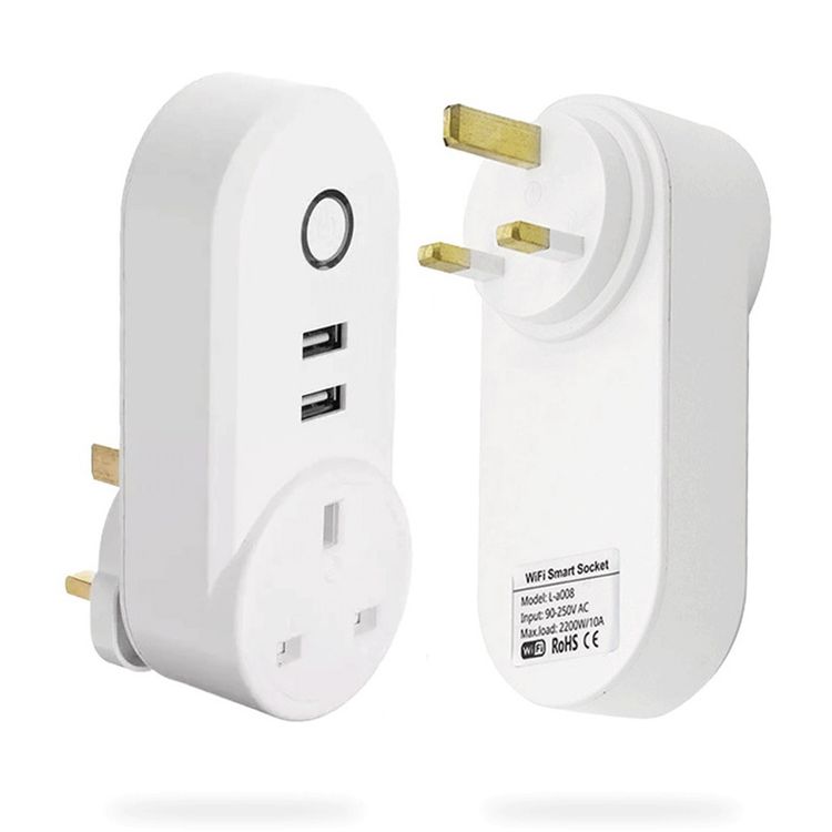 Porodo Lifestyle Smart Wi-Fi Plug with Dual USB-A Ports & AC Socket, Up to 30m Indoor & 50m Outdoor Wi-Fi Range, iOS & Android App Compatibility, Voice Control, Set Schedule, IFTTT, Google Assistant & Alexa Support - White