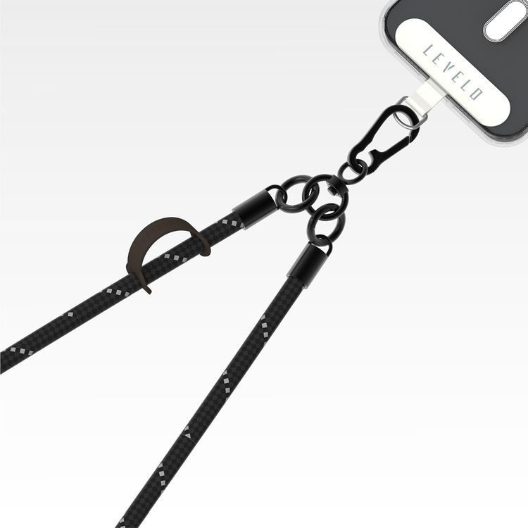 Levelo Everly Phone Crossbody Lanyard, Lightweight Design, Adjustable Straps with 1.2m Length, Hypoallergenic Material, Universal Compatibility - Black