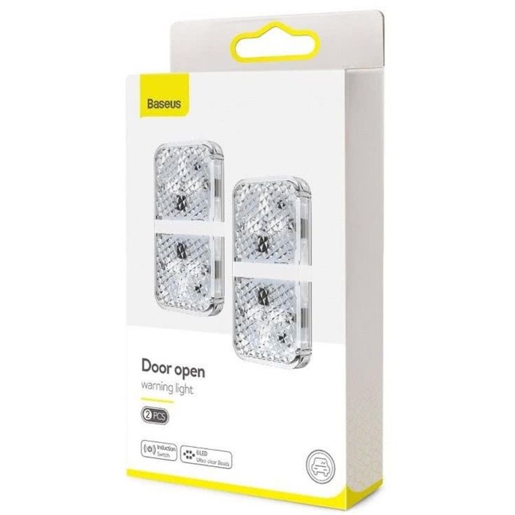 Baseus Door Open Warning Light with LED Lamp, Aluminum + ABS + PC, Waterproof, 2 Pieces - White