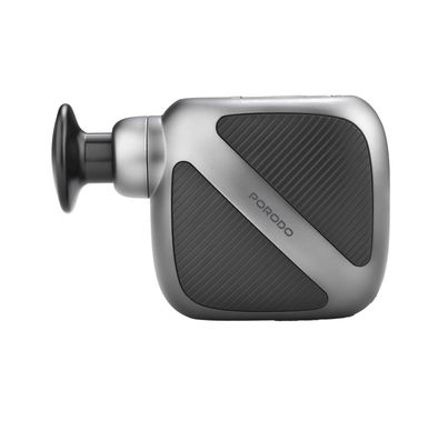 Porodo Lifestyle Pocket-Sized Muscle Relief Massager with Customizable Speed Settings, Quiet Operation Technology, 4 Speed Levels, 15 Minute Auto Shut-Off, 3 Interchangeable Heads  - Gray