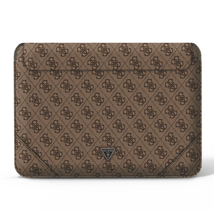 CG Mobile Guess GUCS16P4TW 4G Uptown PU Computer Sleeve with Metal Triangle Logo 16" Protection Bag for or Macbook / Laptop up to 16 inches, Suitable for Outdoor - Brown
