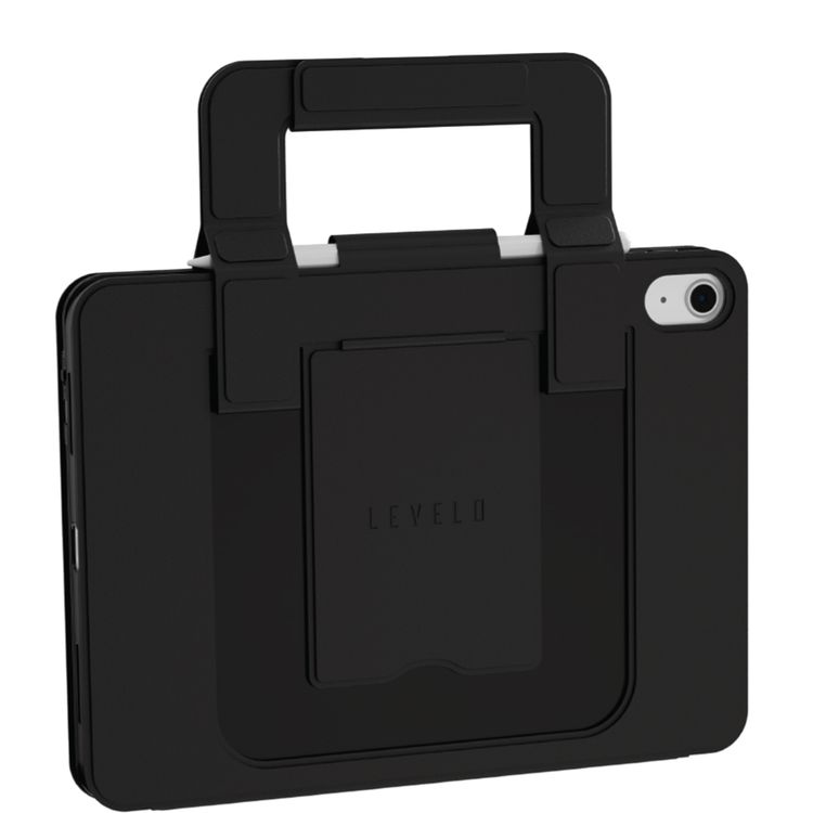 Levelo Aerolite Portable Handbag Keyboard Case with Responsive and Quiet Typing, Splash Resistance, Type-C Charging Port, Pen Holder Slot, Built-in Touch Pad & Kickstand, Ultra-Durable Keycaps, Extended Working Time, Bluetooth Version 5.4, 2 Hours Charging Time, TPU Material - Black