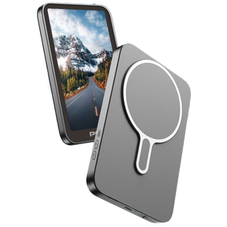 Porodo Selfie Screen Monitor with Magnetic Mirroring, 3.5 Hours Usage Time, 4.02" HD Screen, 1.85W Rated Power, 1800mAh Battery, 180° Screen Rotation, Compatible with iOS 9.0+ & Android 2.0+, 2.4G/5G Dual Band Wi-Fi Network - Gray