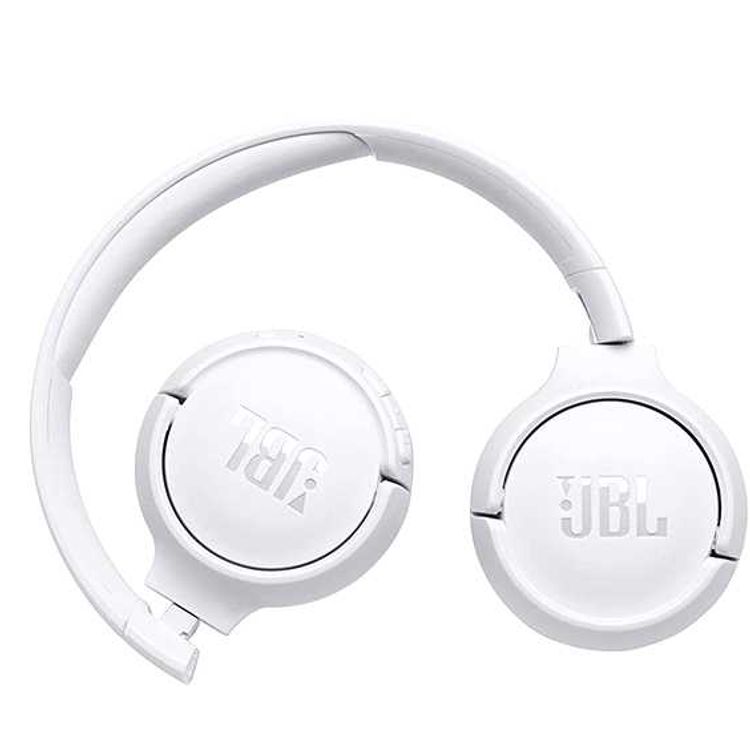 JBL T500 Wireless Bluetooth On-Ear Headphones with Mic, Pure Bass Sound, Hands-free Calls, 16-hours Battery Life, Lightweight & Foldable Design - White