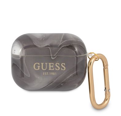 جراب رخامي جديد لامع من سي جي موبايل من غيس مع حلقة مضادة للفقد متوافق مع ايربودز وغطاء حماية ممتص للصدمات ومقاوم للغبار ، جراب مقاوم للخدش متوافق مع ايربودز برو مرخص رسميًا