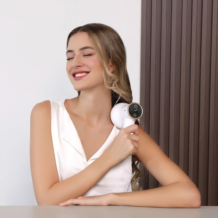 Green Lion Relax Wave Body Massager with 8 Interchangeable Heads, Up to 2 Hours Working Time, 1800mAh Battery Capacity, 9 Adjustable Speeds, Type-C Charging Port - White