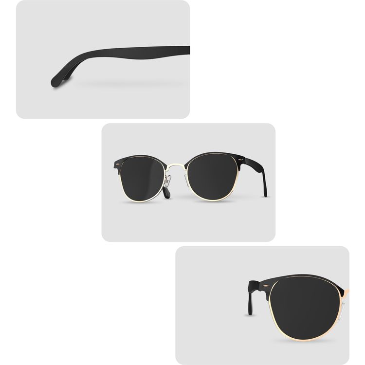 Green Lion UV Protection Sunglasses, Clear, Wear-Resisting, Metal Hinge, High Quality Lens, Curved Mirror Legs, Lightweight & Comfortable to Wear - Black