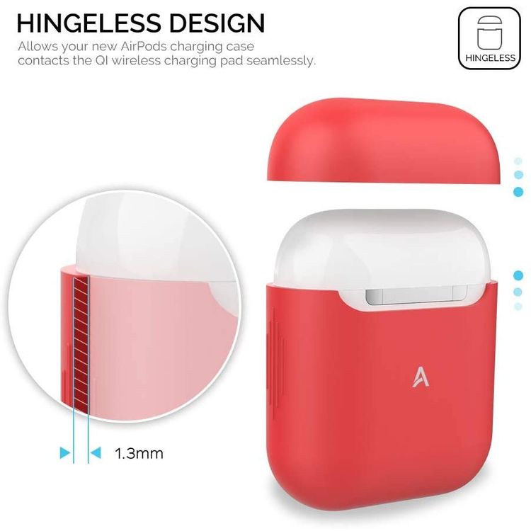 AhaStyle Premium Silicone Case Compatible for AirPods 1/2 Generation, Scratch Resistant, Drop Resistant, Dustproof and Absorbing Protective Cover - Red