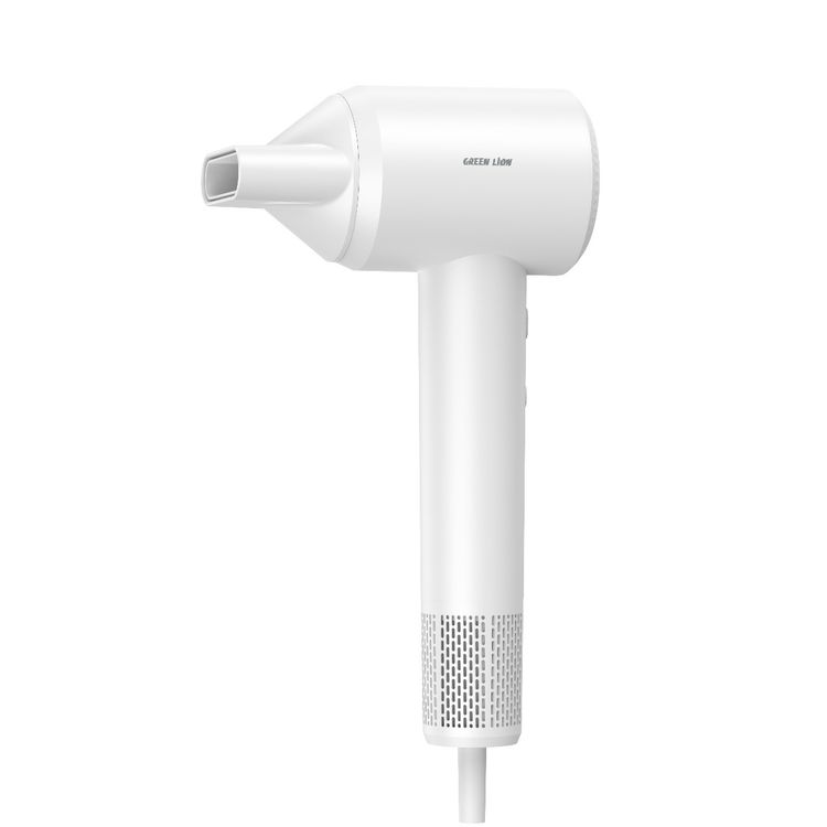 Green Lion LUXAIR Hair Dryer with 1600W Rated Power, 3 Heat Settings, Magnetic Nozzle, Digital Display, Thermostat Control, 2 Wind Speeds - White 