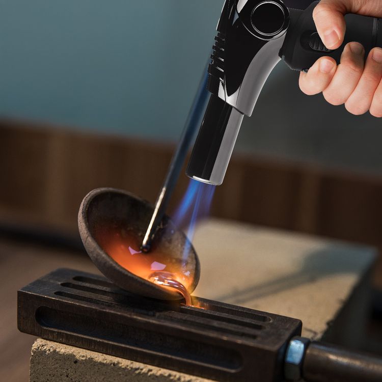 Porodo Lifestyle TurboFlair Rotating Flame Burner with Adjustable Flame, Up to 1350°C Temperature, Propane & Butane Mixture Fuel Type, Refillable Gas Cartridge - Black